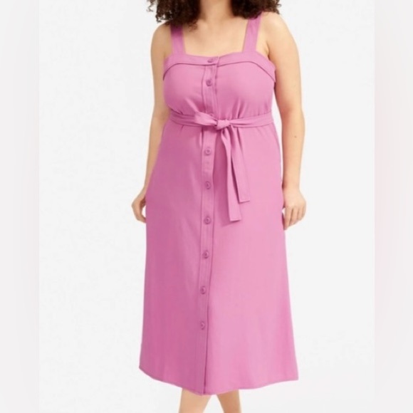Everlane Japanese Go Weave Picnic Button-Down Dress Size 14 Magenta - Picture 5 of 8